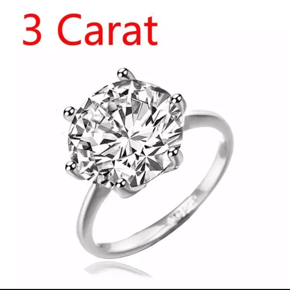 3.67Ct Round Cut Lab Diamond Silver Solitaire Ring - Picture 9 of 17